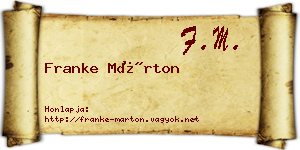 Franke Márton névjegykártya